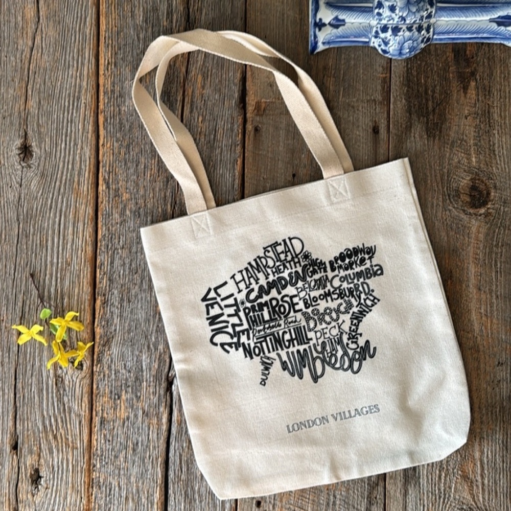 Canvas London Villages Tote Bag & London Red Bus Tea Towel - Picture 3 of 9